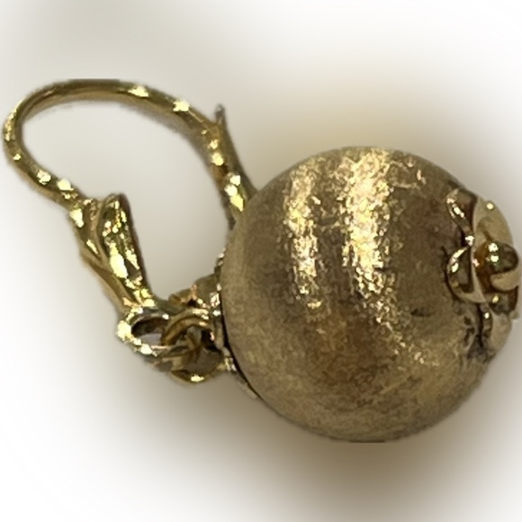 Veronese 925 & Gold Ball Drop Earrings: Brushed Vermeil Dangle Earrings - Picture 10 of 14